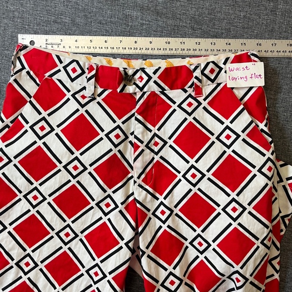 Loudmouth Geometric Patterned Golf Pants - Men's Size 32*27 - White Red - Picture 5 of 9